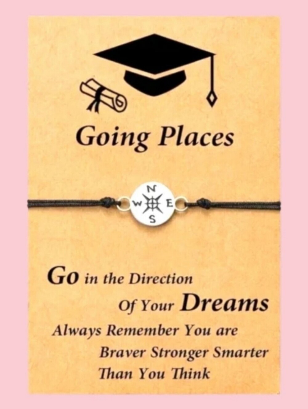 Graduation Gift High School College Bracelet Compass 'Going Places'